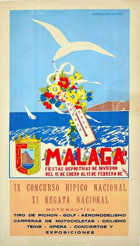 Vintage 1953 Malaga Fiesta Feria Tourism Poster Reprint A3/A4