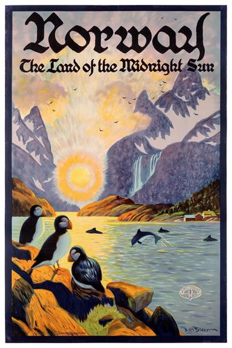 Vintage Norway Land Of The Midnight Sun Tourism Poster Reprint A3/A4