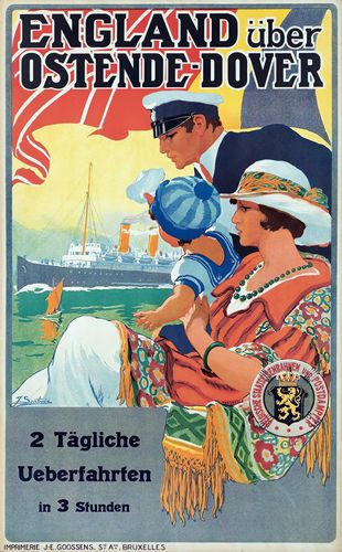 Vintage Ostend To Dover Ferry Tourism Poster Reprint A3/A4