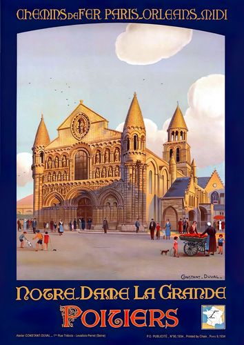 Vintage French Railways Poitiers Tourism Poster Reprint A3/A4