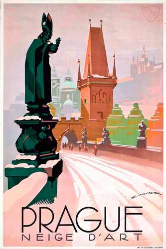 Vintage Prague Czechia Tourism Poster Reprint A3/A4