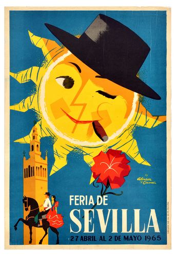 Vintage 1965 Seville Spain Feria Tourism Poster Reprint A3/A4
