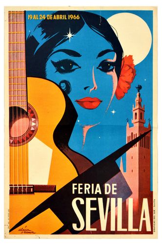 Vintage 1966 Seville Spain Feria Tourism Poster Reprint A3/A4
