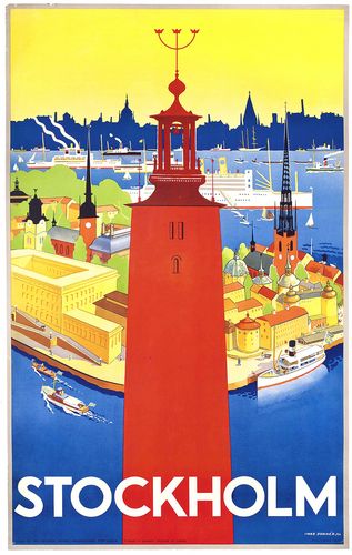 Vintage Stockholm Sweden Tourism Poster Reprint A3/A4