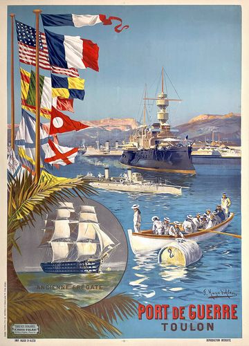 Vintage Port De Guerre Toulon France Tourism Poster Reprint A3/A4