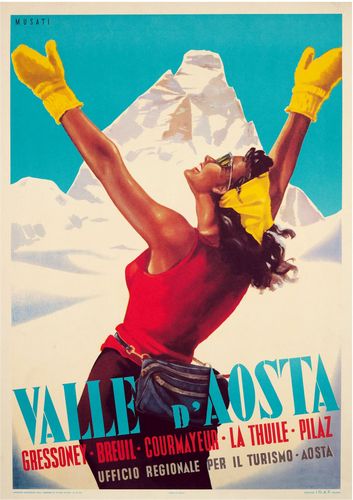 Vintage Valle D'Aosta Italian Alpes Tourism Poster Reprint A3/A4