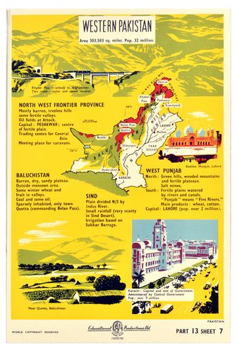 Vintage Partition of India Western Pakistan Information Poster Reprint A3/A4