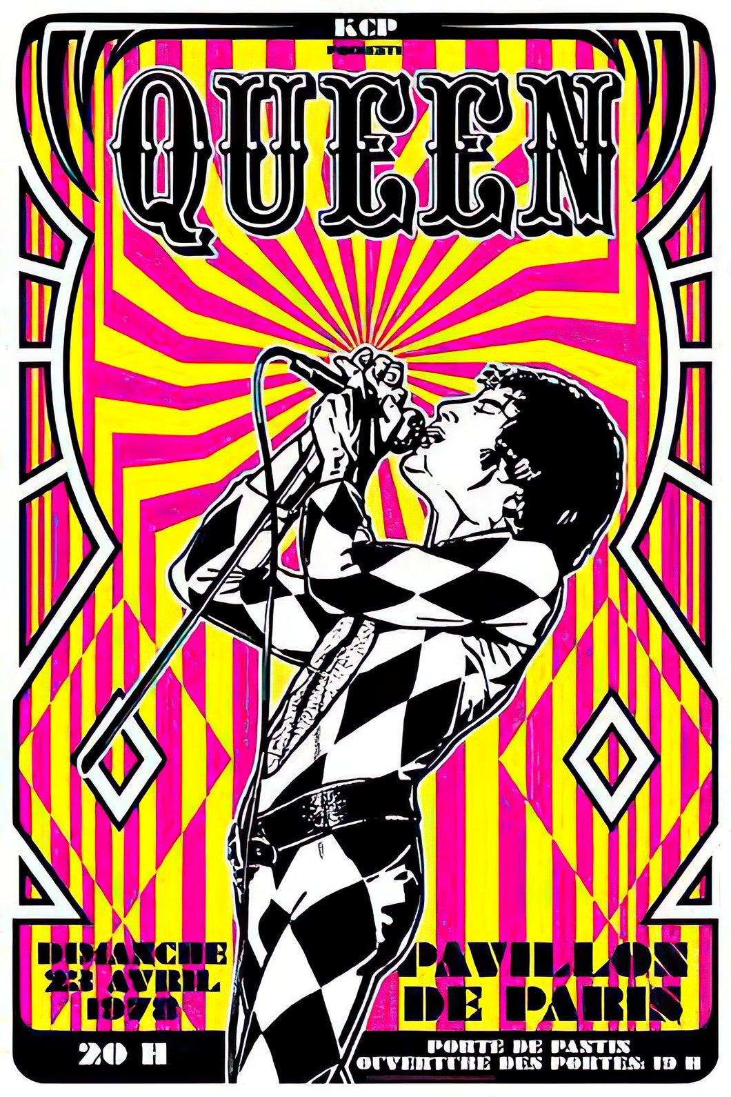 Vintage 1978 Queen Concert Tour Paris Poster Print A3/A4