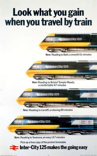 Vintage British Rail Inter City 125 From Reading Railway Poster Print A3/A4