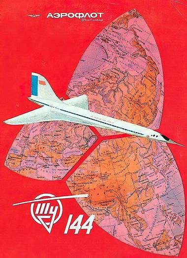 Vintage Aeroflot T 144 Supersonic Airliner Poster Print A3/A4