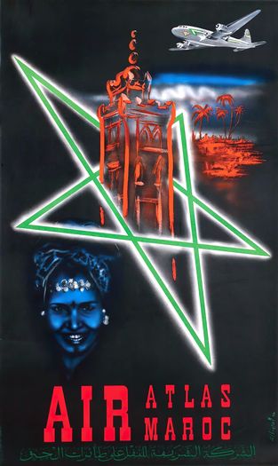 Vintage Air Atlas Flights To Morocco Poster Print A3/A4