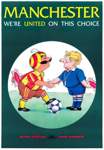 Vintage Air India Flights To Manchester Poster Print A3/A4