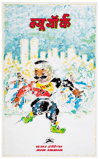 Vintage Air India Flights To New York City Poster Print A3/A4