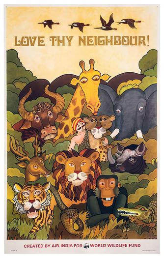 Vintage Air India World Wildlife Fund Poster Print A3/A4