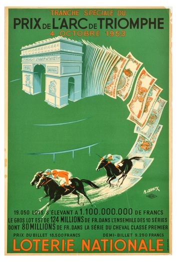 Vintage 1953 Prix De L'Arc De Triomphe Horse Racing Poster Print A3/A4