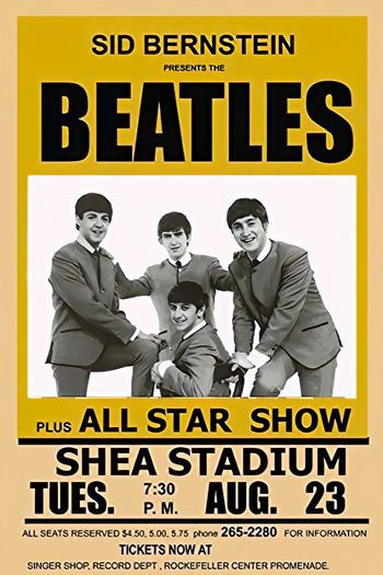 Vintage 1966 Beatles Shea Stadium New York Concert Tour Poster Print A3/A4