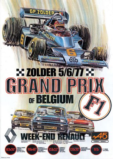 Vintage 1977 Belgian Formula 1 Grand Prix Poster Print A3/A4