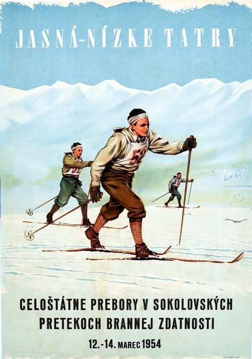 Vintage 1954 Hungarian Biathlon Poster Print A3/A4
