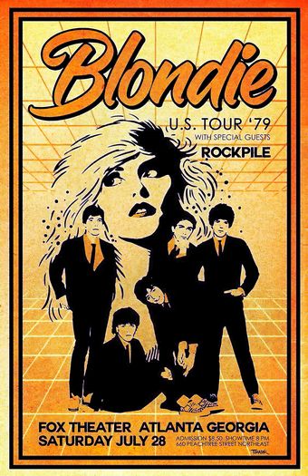 Vintage 1979 Blondie Atlanta Georgia Concert Tour Poster Print A3/A4