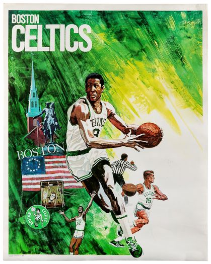 Vintage Boston Celtics USA Basketball Poster Print A3/A4