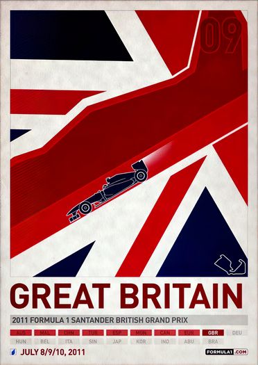 Vintage 2011 Formula 1 British Grand Prix Motor Racing Poster Print A3/A4