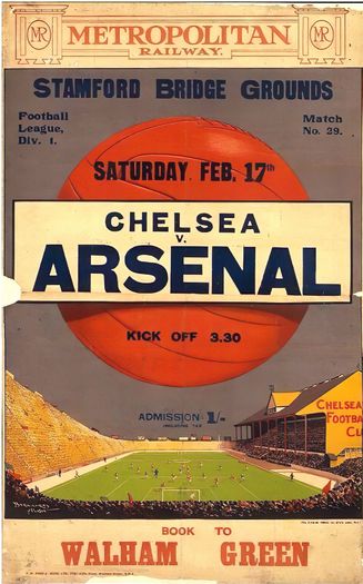 Vintage 1923 Chelsea Arsenal Football Match Poster Print A3/A4