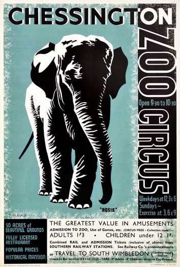 Vintage Chessington Zoo Promotional Poster Print A3/A4