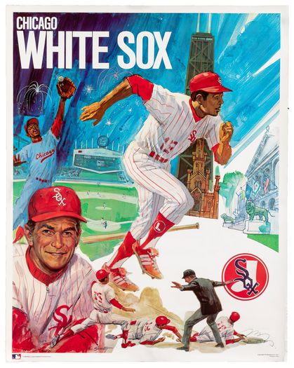 Vintage Chicago White Sox USA Baseball Poster Print A3/A4