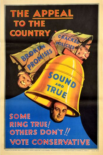 Vintage 1920's Conservative Party Appeal To The Country Election Poster Print A3/A4