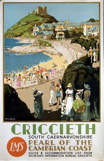 Vintage LMS Criccieth North Wales Railway Poster Print A3/A4