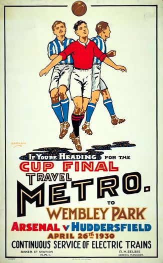 Vintage 1930 Arsenal Huddersfield Town FA Cup Final Poster Print A3/A4