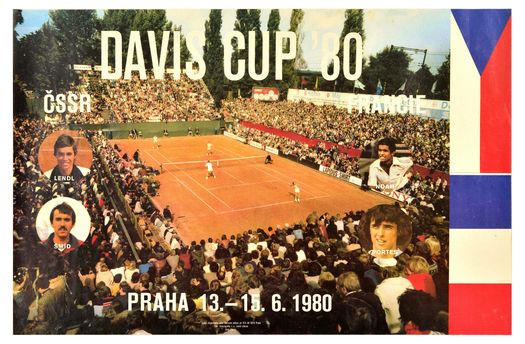 Vintage 1980 Davis Cup Tennis Czechoslovakia France Poster Print A3/A4