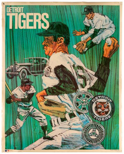 Vintage Detroit Tigers USA Baseball Poster Print A3/A4