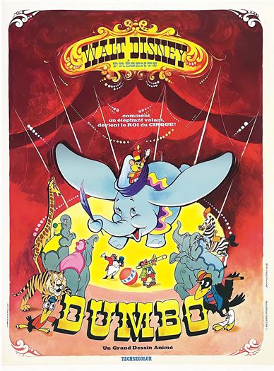 Vintage French Dumbo Movie Poster Print A3/A4