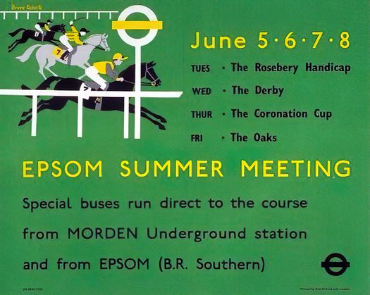 Vintage Epsom Summer Meeting Horse Racing Poster Print A3/A4