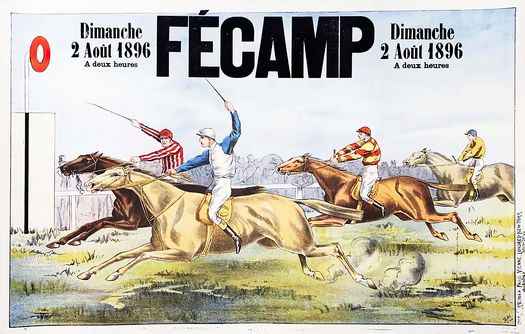 Vintage 1896 Fecamp France Horse Racing Poster Print A3/A4