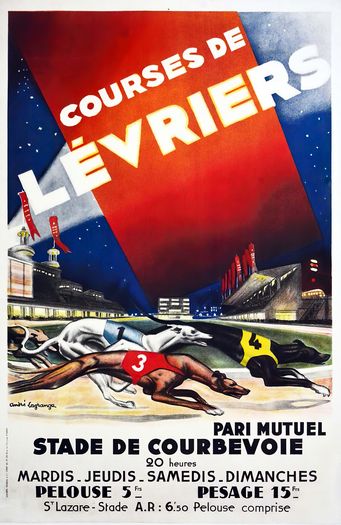 Vintage French Greyhound Racing Poster Print A3/A4