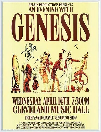 Vintage 1976 Genesis Concert Tour Cleveland Poster Print A3/A4