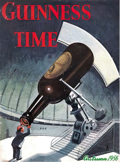 Vintage Guinness Bottle Telescope Advertisement Poster Print A3/A4