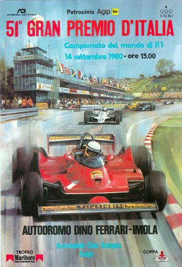 Vintage 1980 Italian Formula 1 Grand Prix Poster Print A3/A4