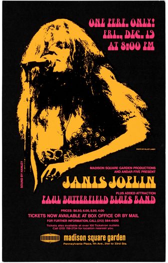Vintage 1969 Janis Joplin Concert Tour New York Poster Print A3/A4