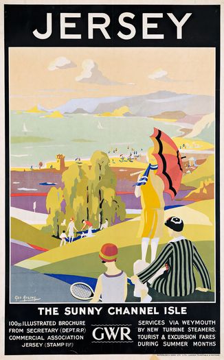 Vintage GWR Jersey The Sunny Channel Isle Railway Poster Print A3/A4