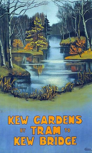 Vintage Early 20th Century Kew Gardens By Tram Poster Print A3/A4