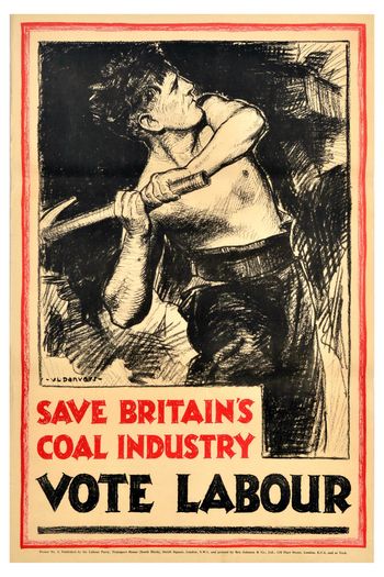 Vintage 1920's Labour Party Save Britain's Coal industry Poster Print A3/A4