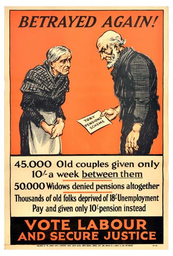 Vintage 1920's Labour Party Vote Labour Secure Justice Poster Print A3/A4