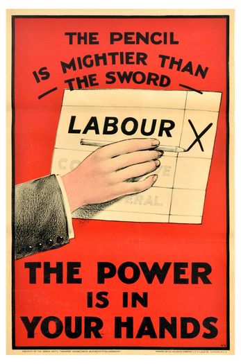 Vintage 1920's Labour Party Power In Your Hands Poster Print A3/A4