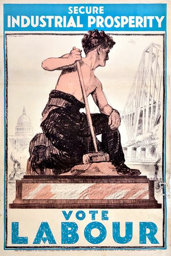 Vintage 1920's Labour Party Industrial Prosperity Poster Print A3/A4
