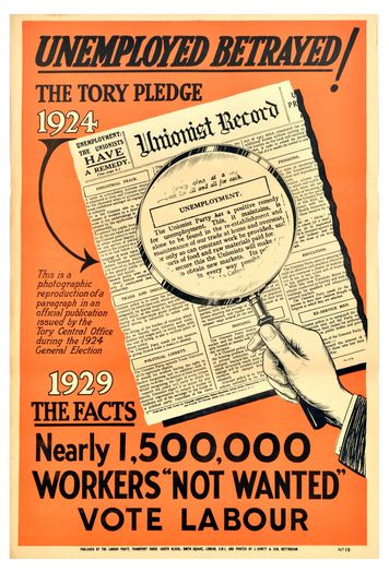 Vintage 1920's Labour Party Unemployed Betrayed Poster Print A3/A4