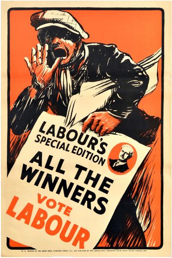 Vintage 1920's Labour Party Winners Vote Labour Poster Print A3/A4