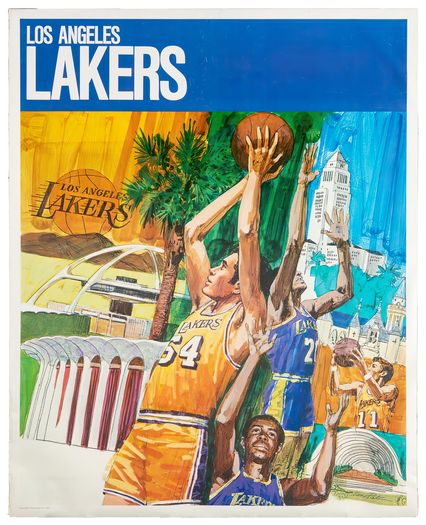 Vintage LA Lakers USA Basketball Poster Print A3/A4